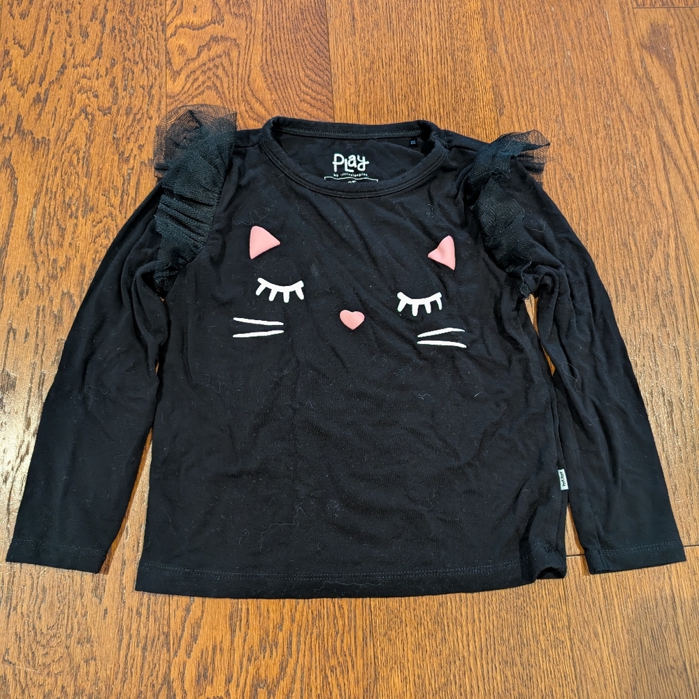 Little Sleepies Black Halloween Cat Long Sleeve Shirt Sz 2T